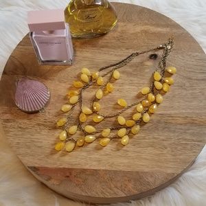 Anthropologie three tier yellow stone necklace